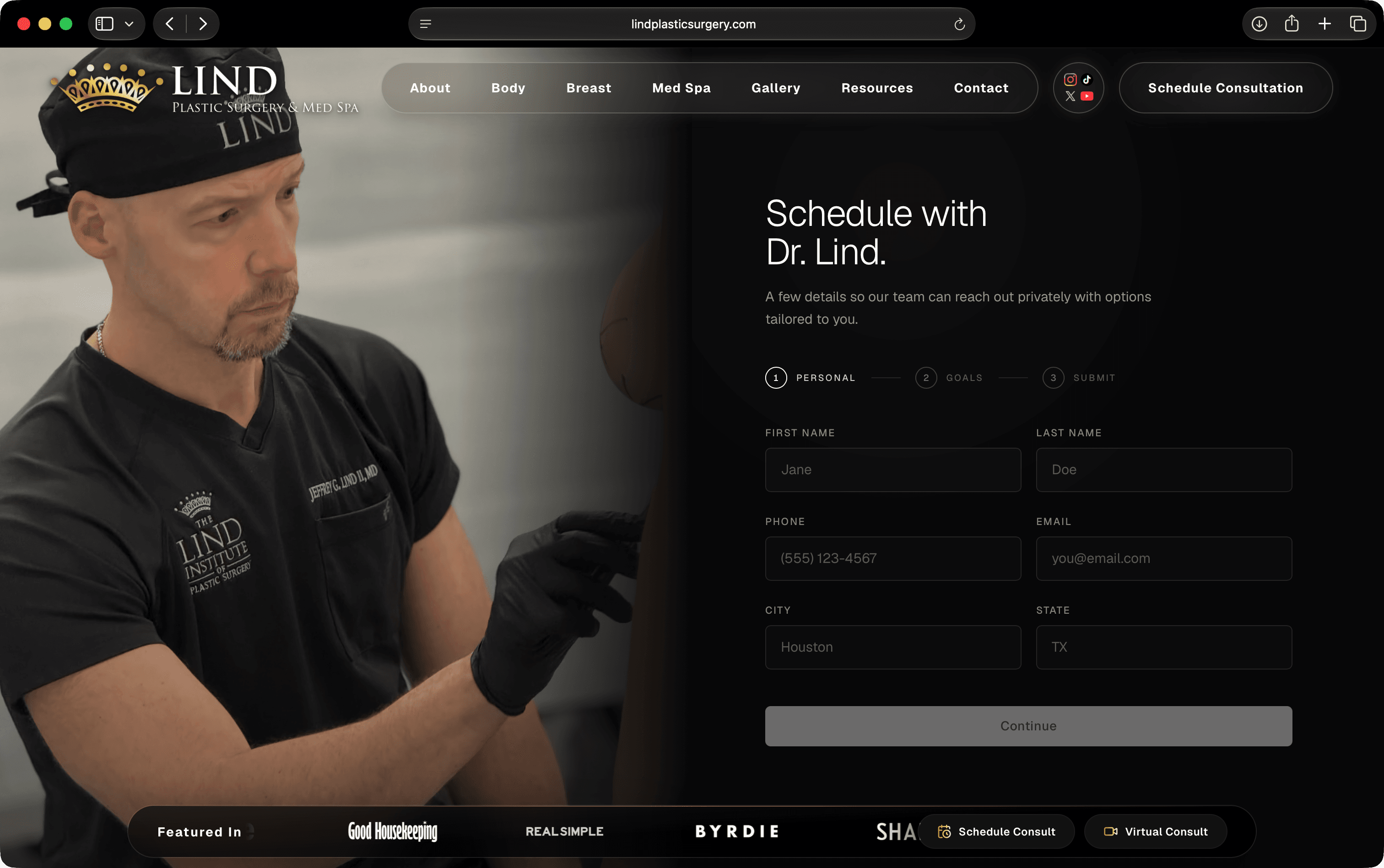 The contact page: office details, map, and a clear path to request a consultation.